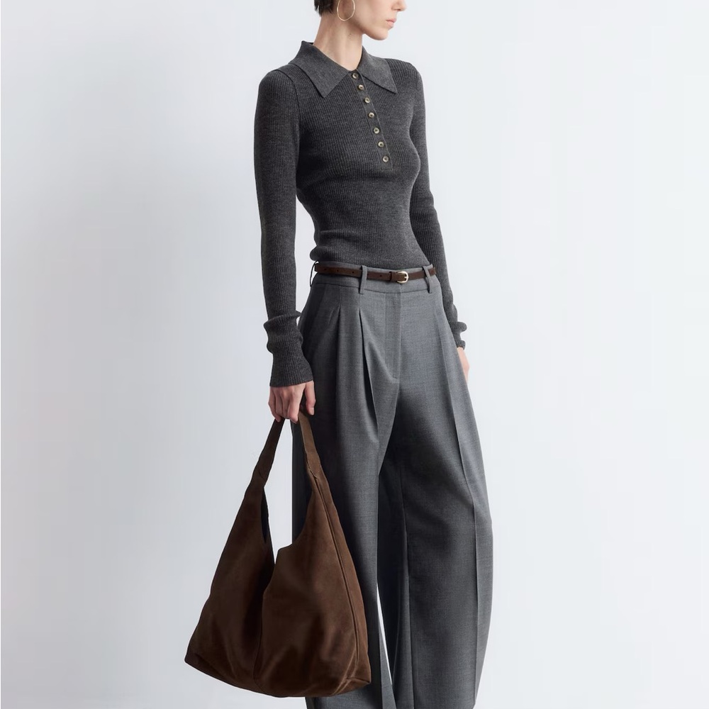 & Other Stories Large Suede Bag- Dark Brown